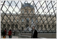 Louvre.  Looking out through pyramid entrance.