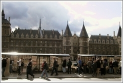 Vendor stalls along the Seine;.