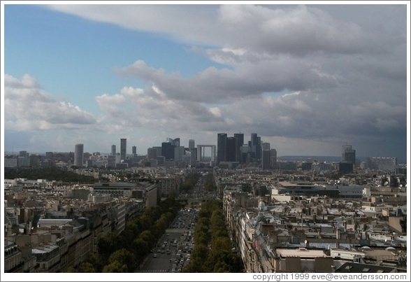 La Defense, viewed from the Arc de Triomphe.