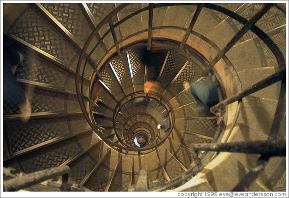 Spiral staircase inside the Arc de Triomphe.