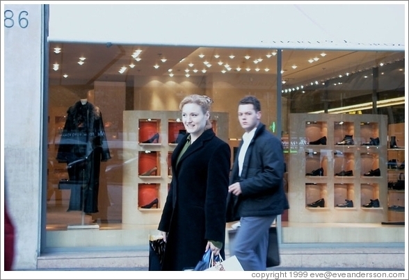 Eve shopping on the Champs Elysees.