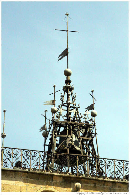 Bell on top of the clock tower, the former town belfry, containing an astronomical clock dating from 1661.  Adjoining the H? de ville (city hall).