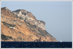 Sailboat near the calanques of Marseilles, viewed from Cassis.