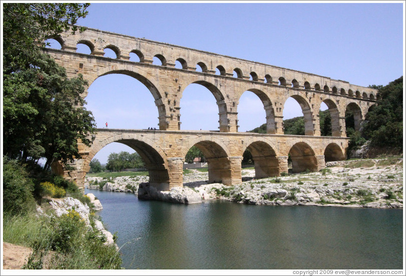 Pont du Gard, a Roman aqueduct built (perhaps) in the 1st century AD.