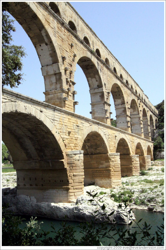 Pont du Gard, a Roman aqueduct built (perhaps) in the 1st century AD.