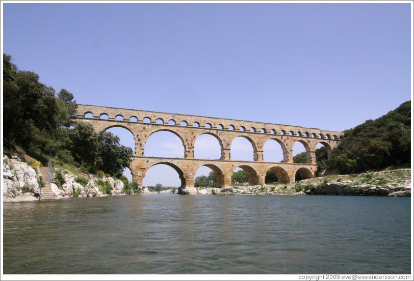 Pont du Gard, a Roman aqueduct built (perhaps) in the 1st century AD.