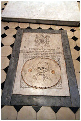 Depiction of skull on floor.  Chapel St Mathieu.