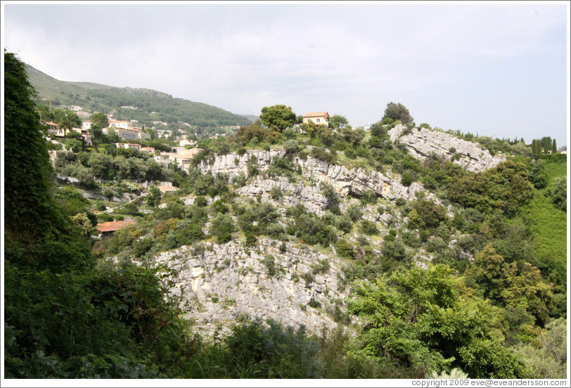 House on a rocky hill.