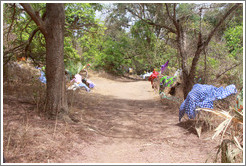 Clothes left on trees to dry by local villagers.