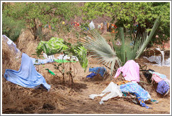 Clothes left on trees to dry by local villagers.