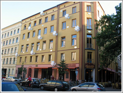 Berlin building decorated with fans.