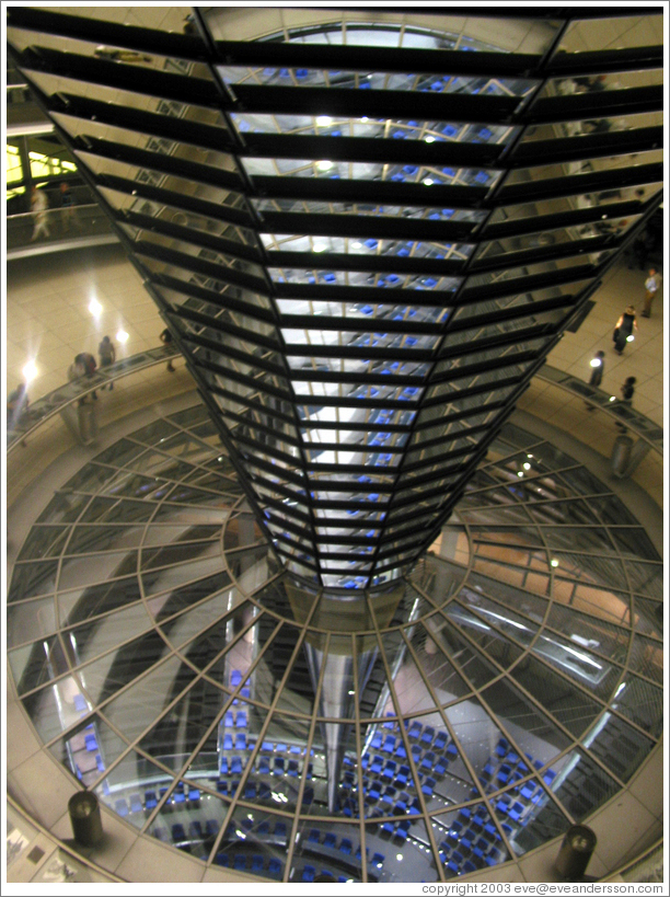 Inside the Reichstag dome.