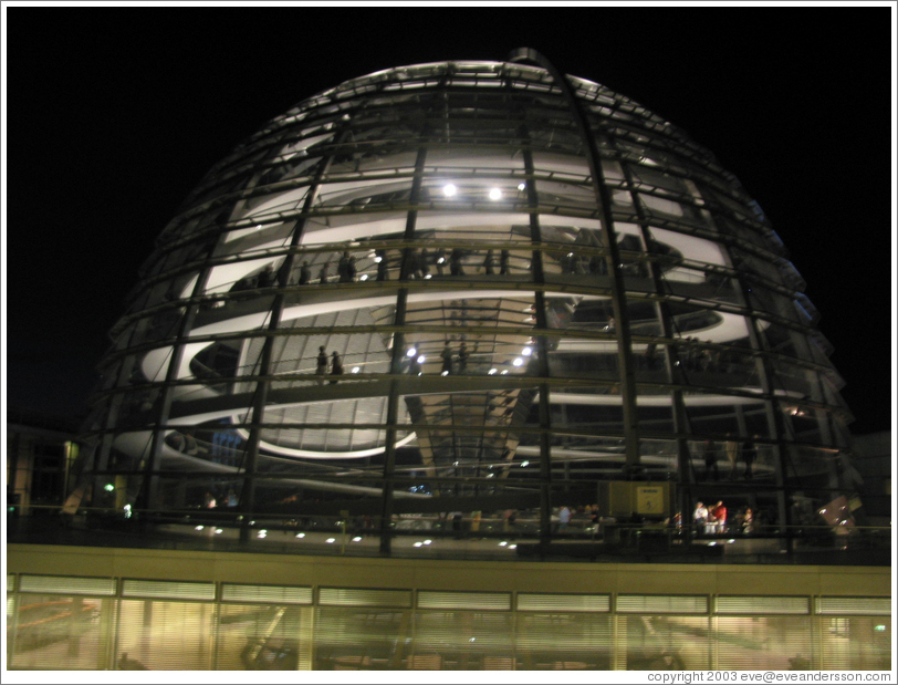 The Reichstag dome, filled with people.