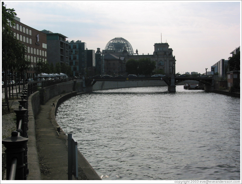 Reichstag dome and surrounding buildings.