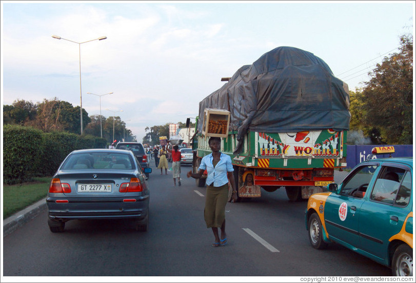 Road with vendors.