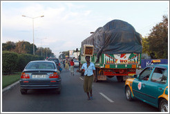 Road with vendors.