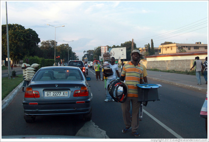 Road with vendors.