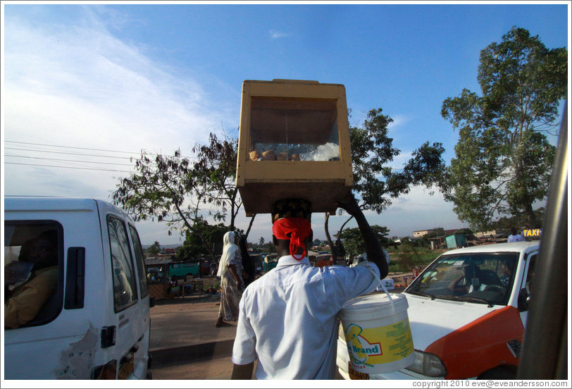 Road with vendors.