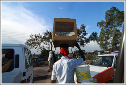 Road with vendors.