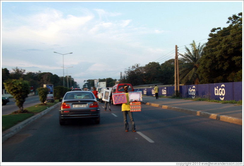 Road with vendors.