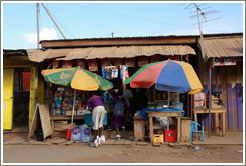 Roadside shop with umbrellas.