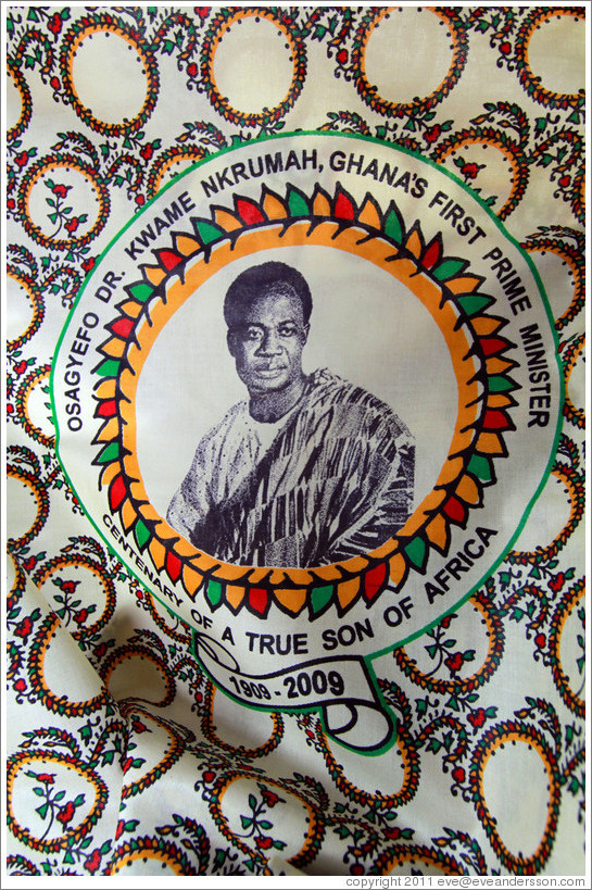 Kwame Mkrumah's image printed onto a textile.