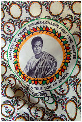 Kwame Mkrumah's image printed onto a textile.