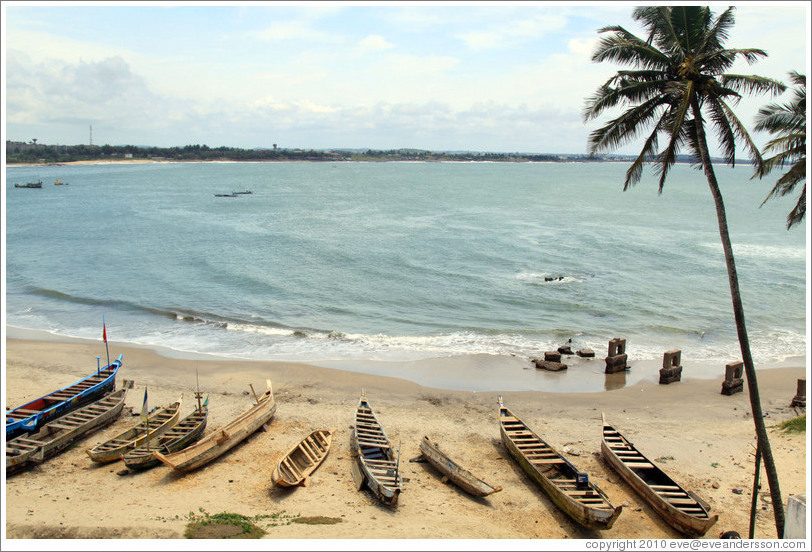 Boats and remains of a dock, Elmina Castle.