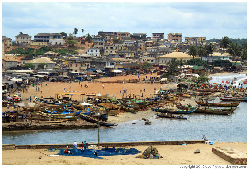 View of the town of Elmina from Elmina Castle.