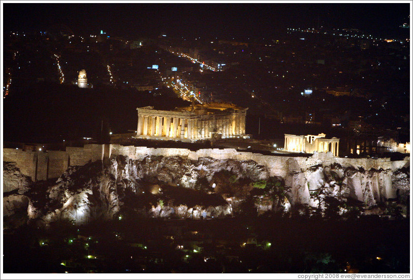 The Acropolis (&#913;&#954;&#961;&#972;&#960;&#959;&#955;&#951;) at night, viewed from Mount Lycabettus (&#923;&#965;&#954;&#945;&#946;&#951;&#964;&#964;&#972;&#962;).