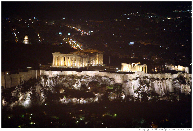 The Acropolis (&#913;&#954;&#961;&#972;&#960;&#959;&#955;&#951;) at night, viewed from Mount Lycabettus (&#923;&#965;&#954;&#945;&#946;&#951;&#964;&#964;&#972;&#962;).