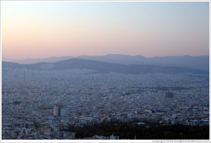 Athens viewed from Mount Lycabettus (&#923;&#965;&#954;&#945;&#946;&#951;&#964;&#964;&#972;&#962;).