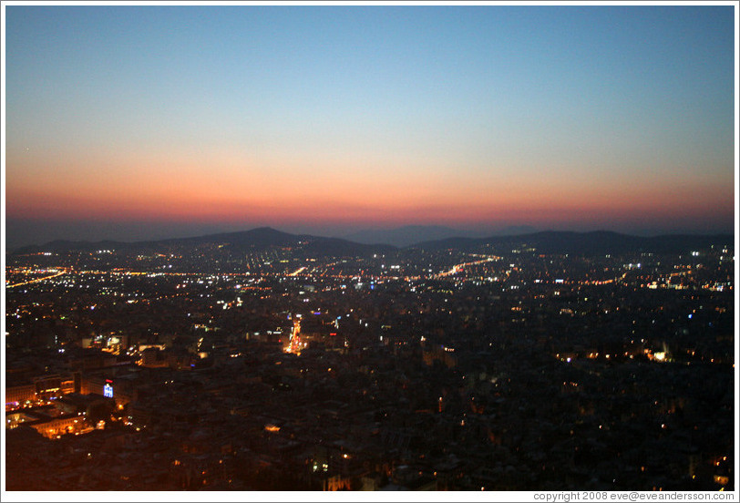 Athens viewed from Mount Lycabettus (&#923;&#965;&#954;&#945;&#946;&#951;&#964;&#964;&#972;&#962;) at sunset.