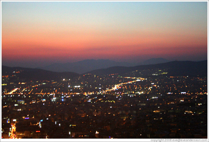 Athens viewed from Mount Lycabettus (&#923;&#965;&#954;&#945;&#946;&#951;&#964;&#964;&#972;&#962;) at sunset.