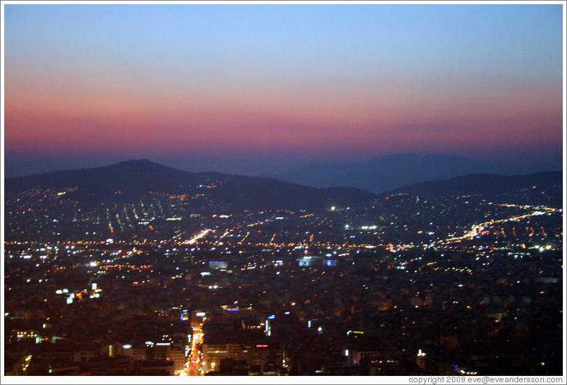 Athens viewed from Mount Lycabettus (&#923;&#965;&#954;&#945;&#946;&#951;&#964;&#964;&#972;&#962;) at sunset.