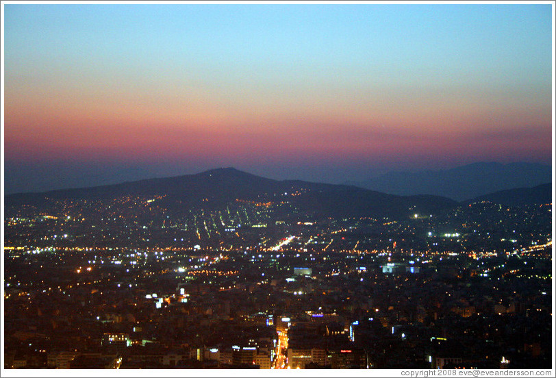 Athens viewed from Mount Lycabettus (&#923;&#965;&#954;&#945;&#946;&#951;&#964;&#964;&#972;&#962;) at sunset.