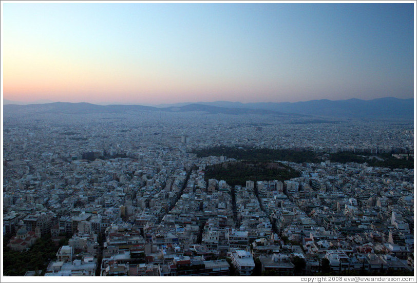 Athens viewed from Mount Lycabettus (&#923;&#965;&#954;&#945;&#946;&#951;&#964;&#964;&#972;&#962;) at sunset.