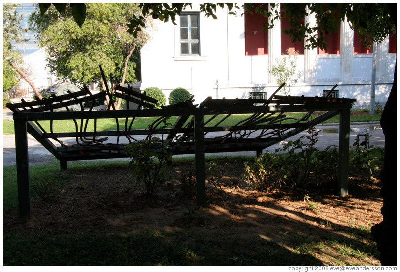 Gate through which a tank crashed during the Athens Polytechnic Uprising, November 17, 1973.