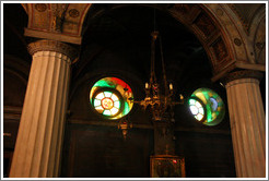 Light shining through stained glass windows.  Church of Aghia Irene (&#913;&#947;&#943;&#945; &#917;&#953;&#961;&#942;&#957;&#951;).