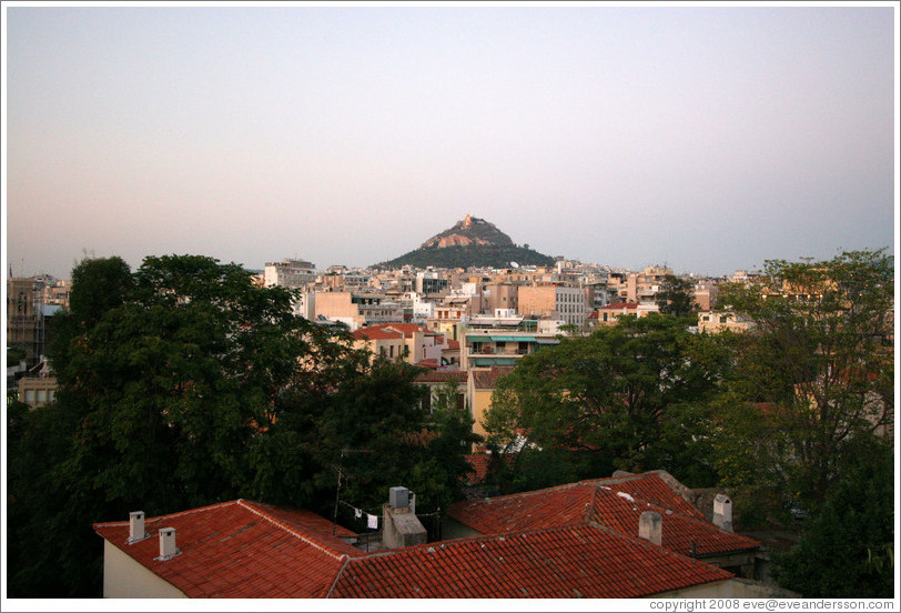 Mount Lycabettus (&#923;&#965;&#954;&#945;&#946;&#951;&#964;&#964;&#972;&#962;), viewed from &#917;&#955;&#945;&#953;&#945; restaurant.