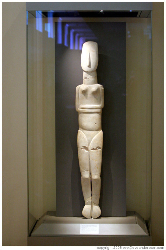 Cycladic idol of a woman from 2800-2300 BC.  National Archaeological Museum.