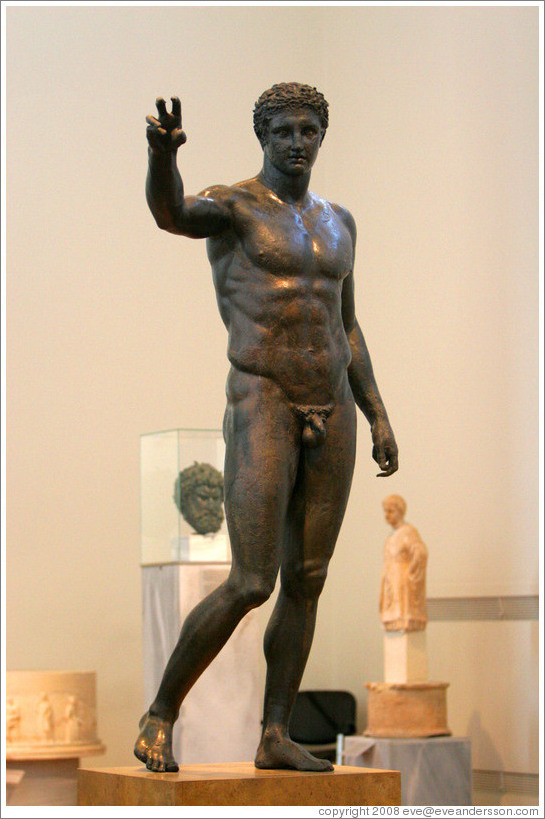 Statue of the Youth of Antikythera from about 340 BC.  National Archaeological Museum.