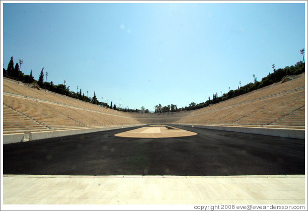 Panathinaiko (Παναθηναϊκό) Stadium, where the first modern Olympics were held in 1896.