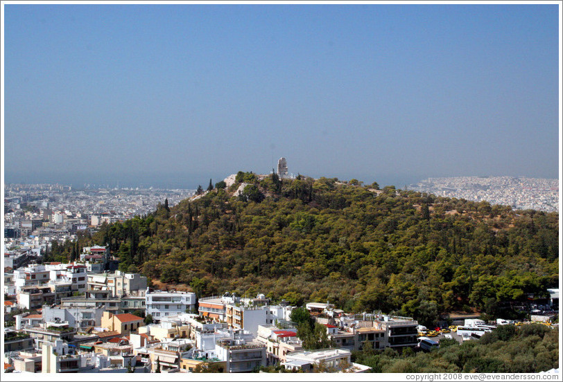 Philopappos (&#934;&#953;&#955;&#959;&#960;&#940;&#960;&#960;&#959;&#965;) Hill, viewed from the Acropolis (&#913;&#954;&#961;&#972;&#960;&#959;&#955;&#951;).