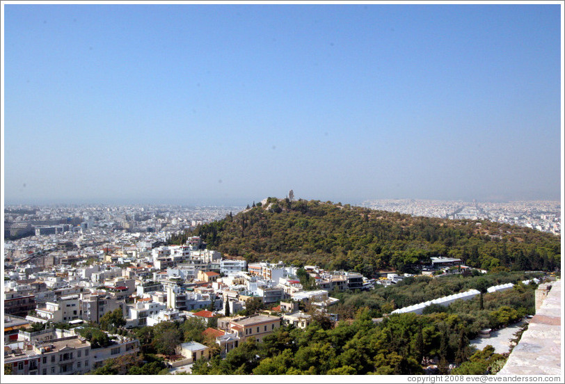 Philopappos (&#934;&#953;&#955;&#959;&#960;&#940;&#960;&#960;&#959;&#965;) Hill, viewed from the Acropolis (&#913;&#954;&#961;&#972;&#960;&#959;&#955;&#951;).