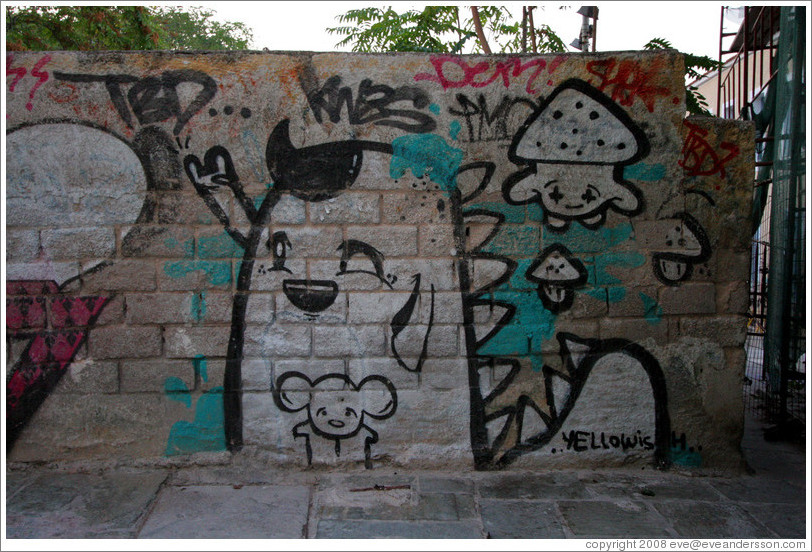 Graffiti in Plaka (&#928;&#955;&#940;&#954;&#945;), an old neighborhood in Athens.