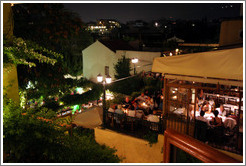 Restaurants at night in Plaka (&#928;&#955;&#940;&#954;&#945;), an old neighborhood in Athens.