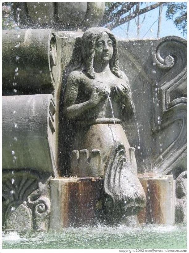 Antigua, Guatemala.  Parque Central fountain detail.