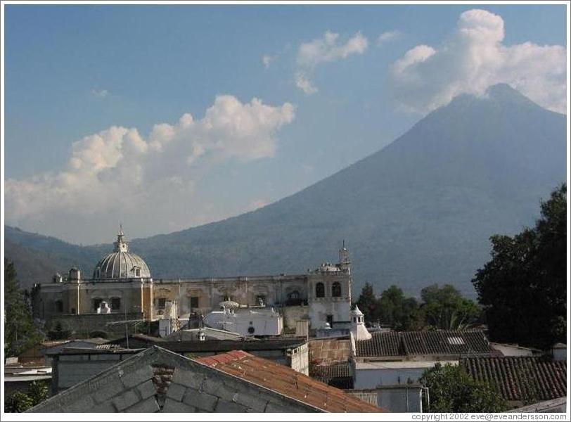 Antigua, Guatemala.  San Francisco ruins as viewed from the Santa Clara ruins.