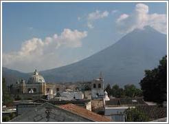 Antigua, Guatemala.  San Francisco ruins as viewed from the Santa Clara ruins.